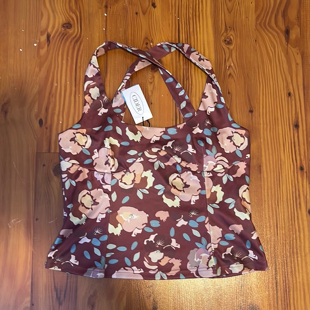 Cider Floral Mauve Crossback Top NWT Size XL